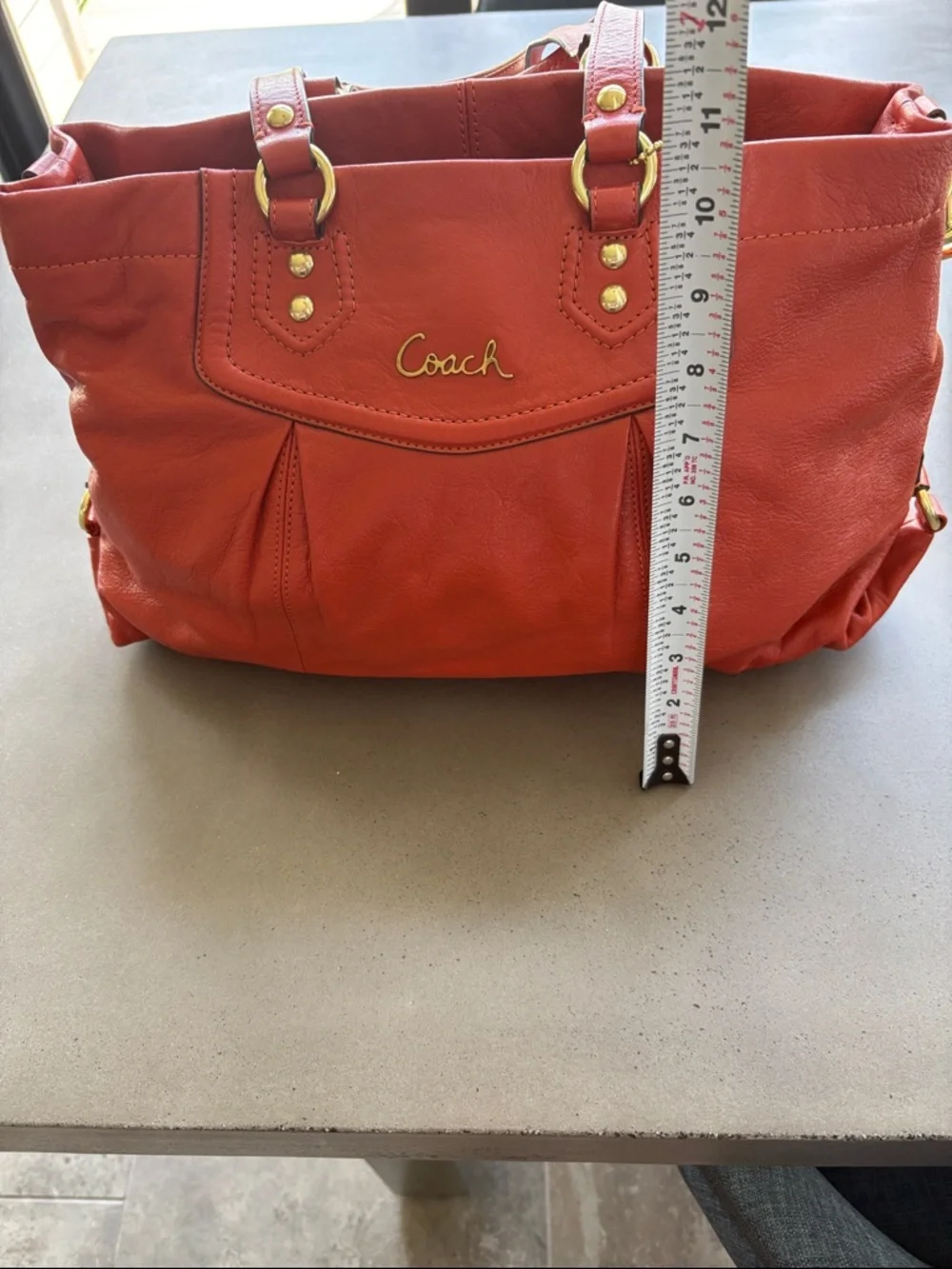 Coach Burnt Orange Leather Ashley Carryall Purse - Picture 17 of 17
